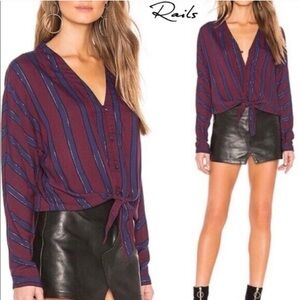 Brand new Rails Burgundy and Blue Striped Women's Top